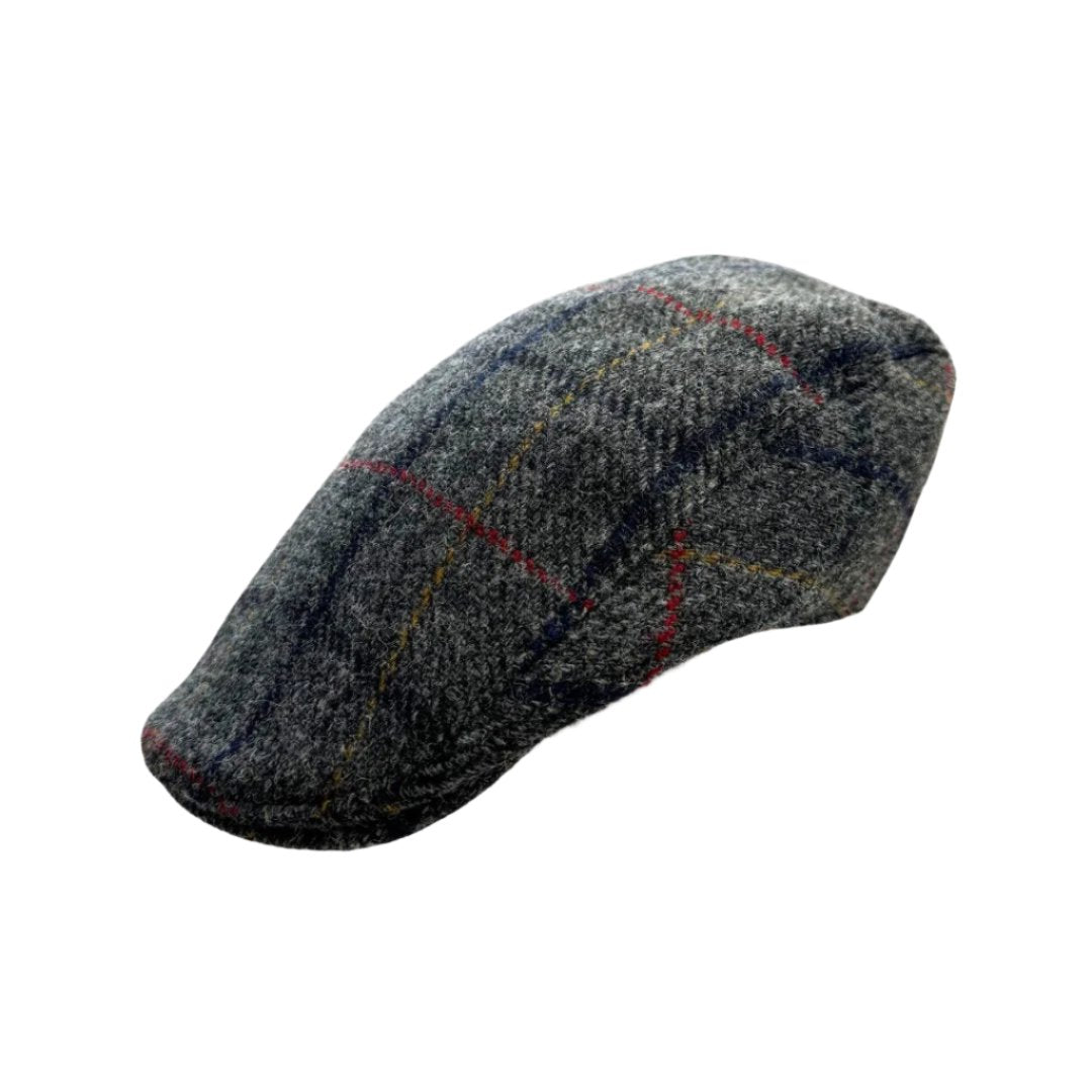 Hanna Hats grey check tweed Donegal Touring cap