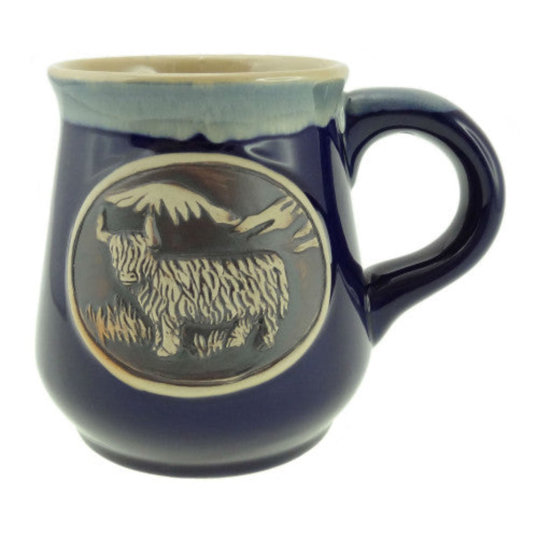 Stoneware Mug - Highland Cow - Blue