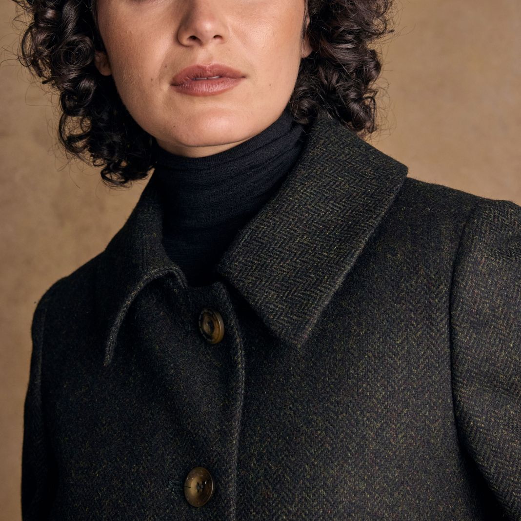 Jack Murphy | Aimee Tweed Coat - Green Herringbone