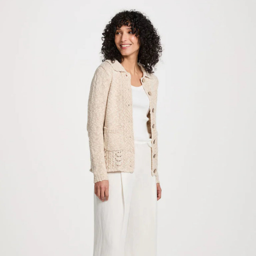 Aran Woollen Mills | Cotton & Linen Cardigan with Collar