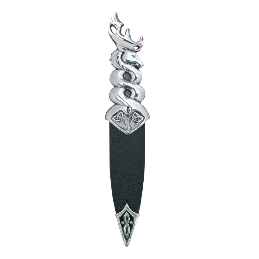 Sgian Dubh | Glenfinnan Stag Polished Pewter with Celtic Scrolls