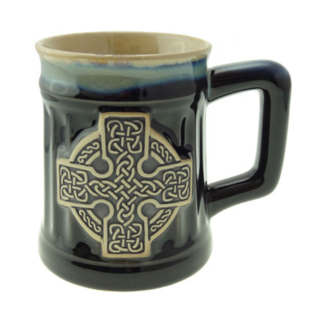 Stoneware Mug - Celtic Cross Black