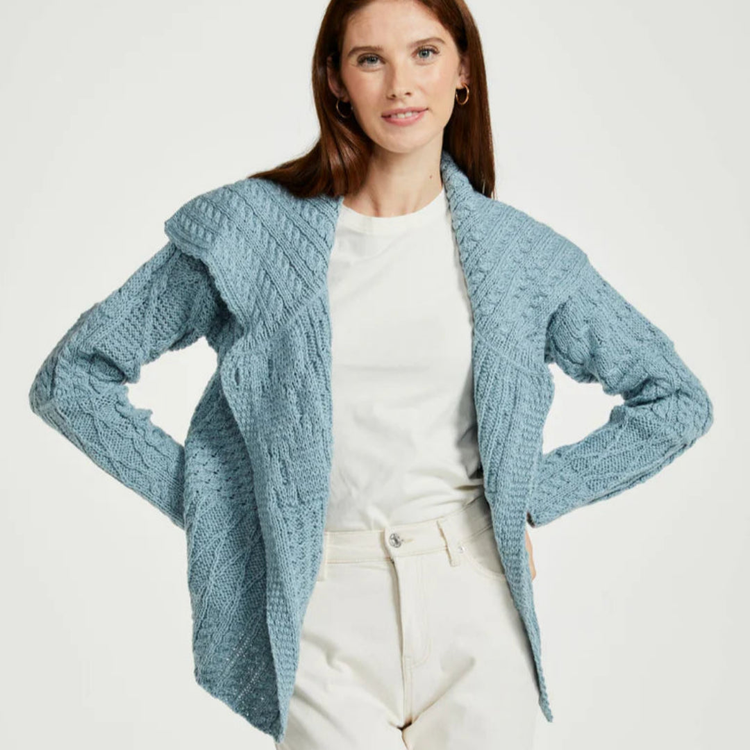 Aran Woollen Mills | Patchwork Cardigan - Mist Marl