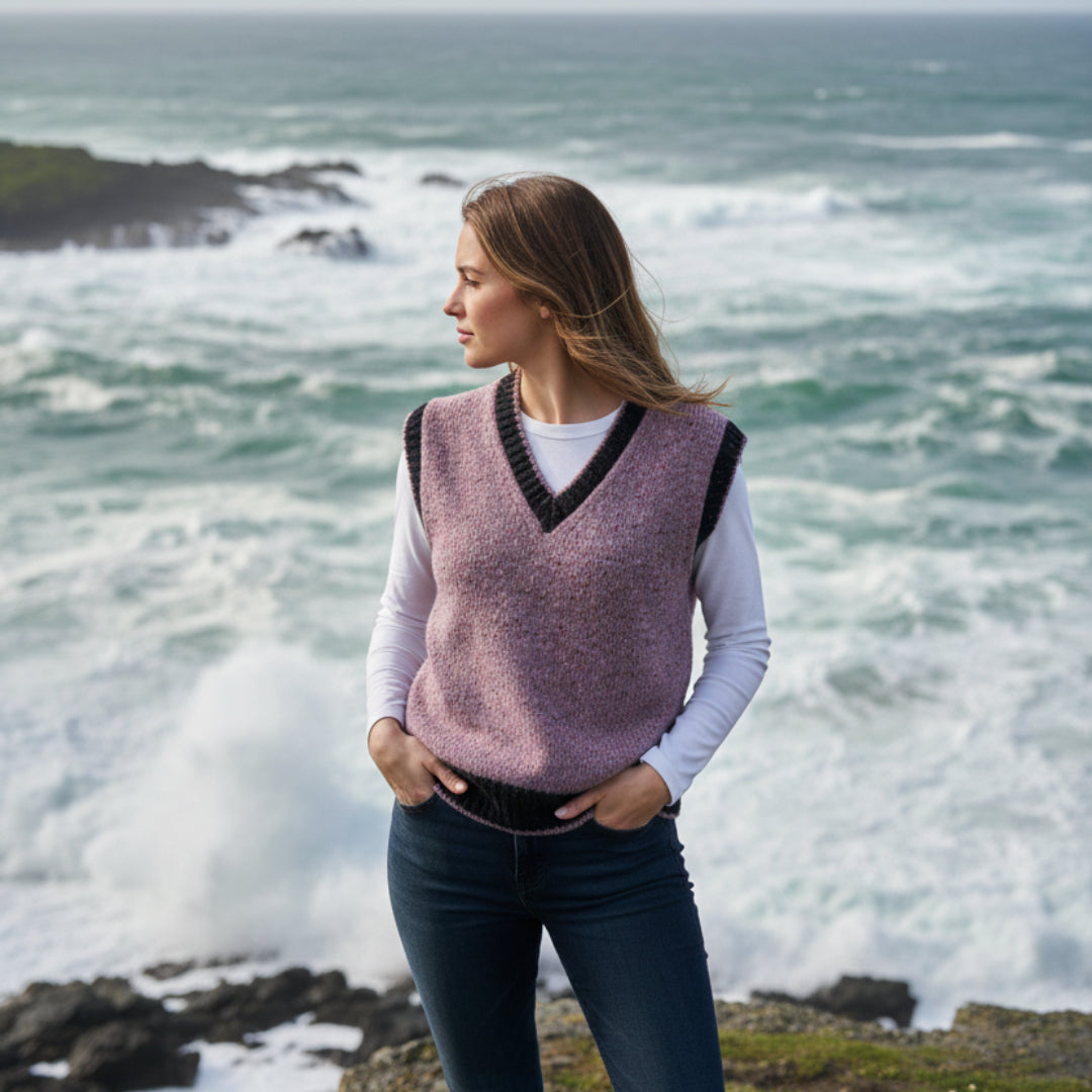 Deer Park | Jersey 2-Tone Sleeveless Sweater - Purple Rain