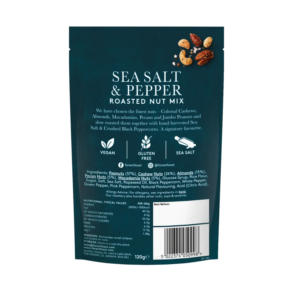 Forest Feast | Slow Roasted Nut Mix - Sea Salt & Peppercorn 120g