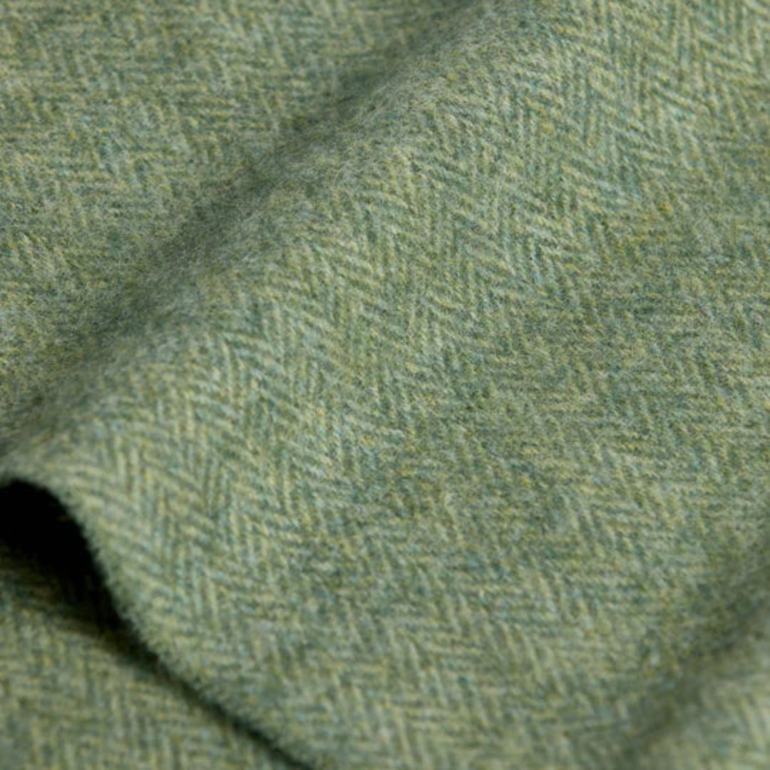 Foxford Woollen Mills | Lambswool Scarf - Green Herringbone