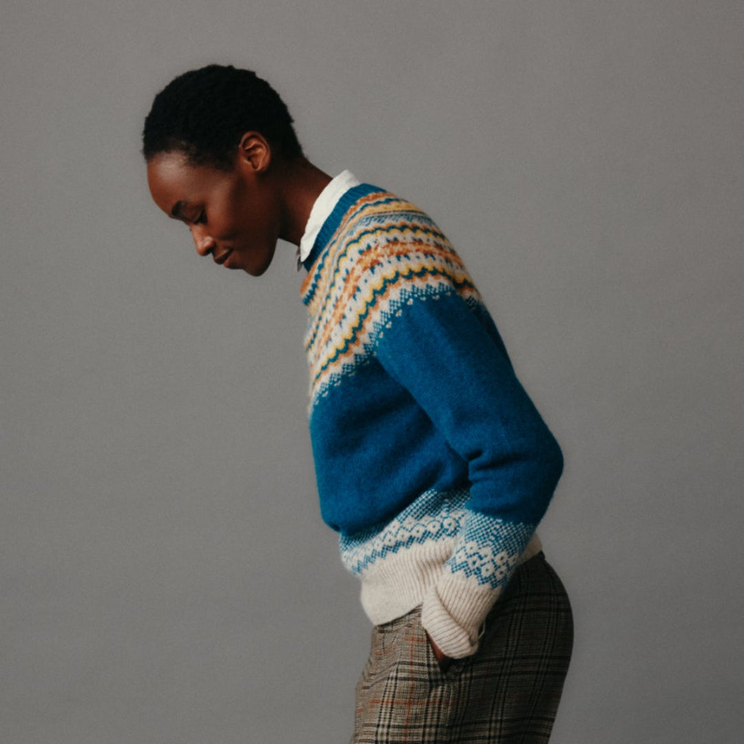 Harley of Scotland | Fair Isle Sweater - Neptune