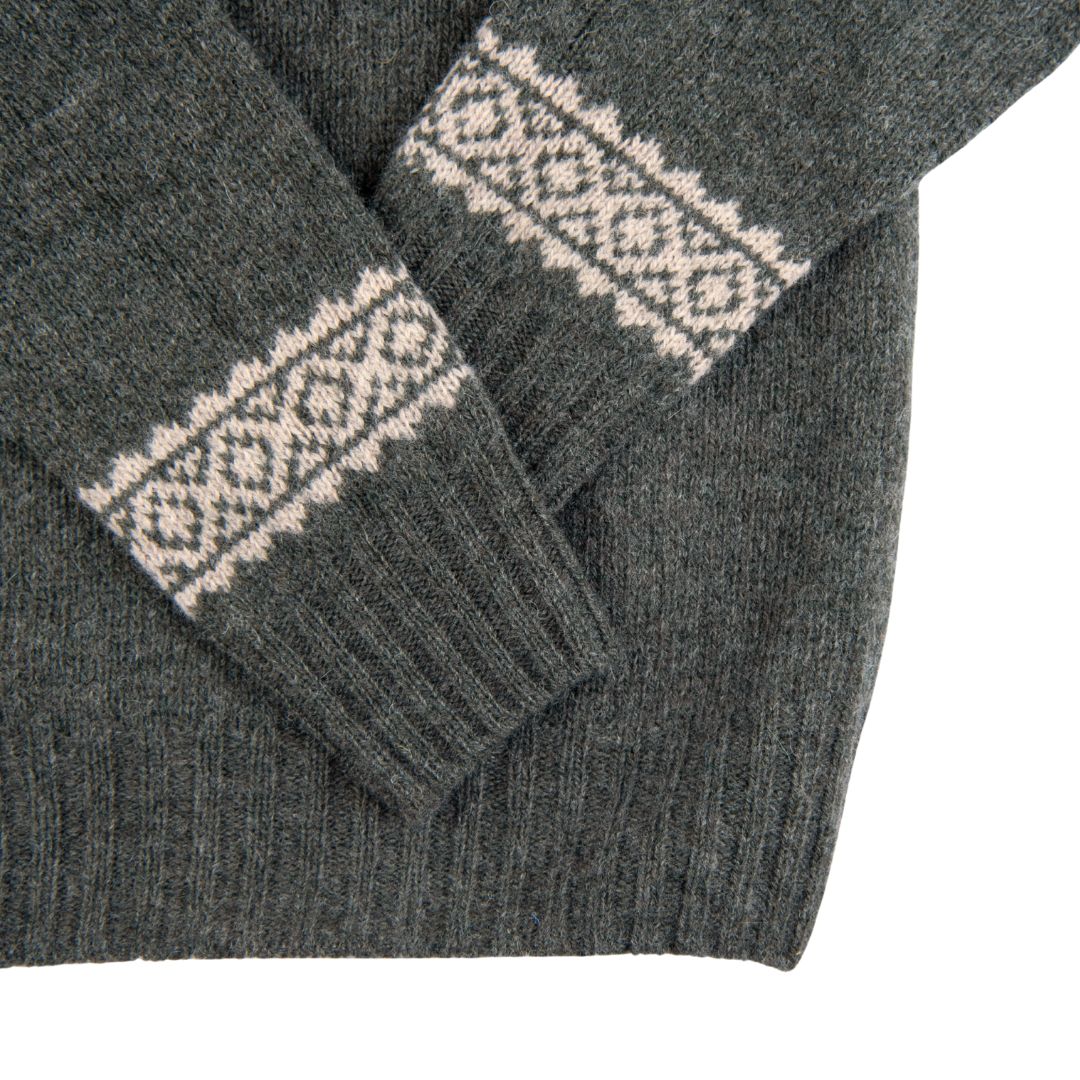 Harley of Scotland | Fairisle Sweater - Spruce & Putty