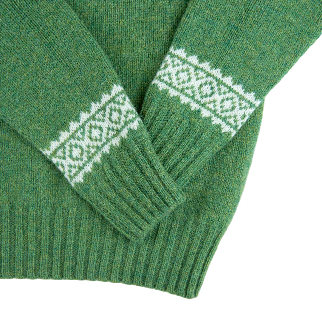 Harley of Scotland | Fair Isle Sweater - Baize/Snow White
