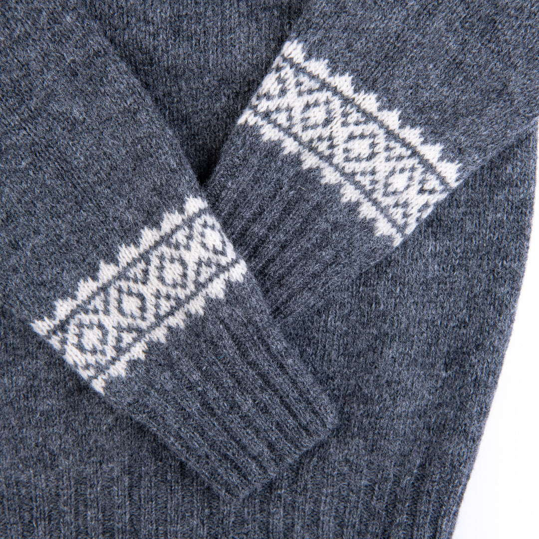 Harley of Scotland | Fair Isle Sweater - Basalt/ Vanilla