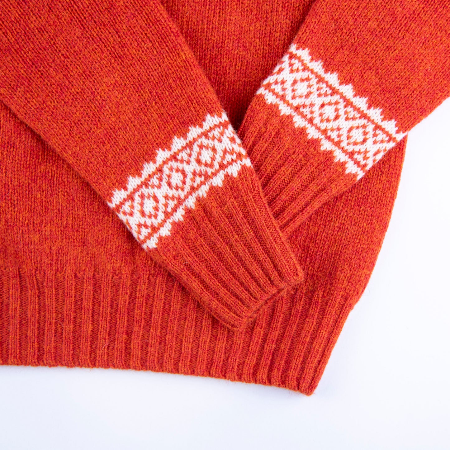 Harley of Scotland | Fairisle Sweater - Flame/ Snow White