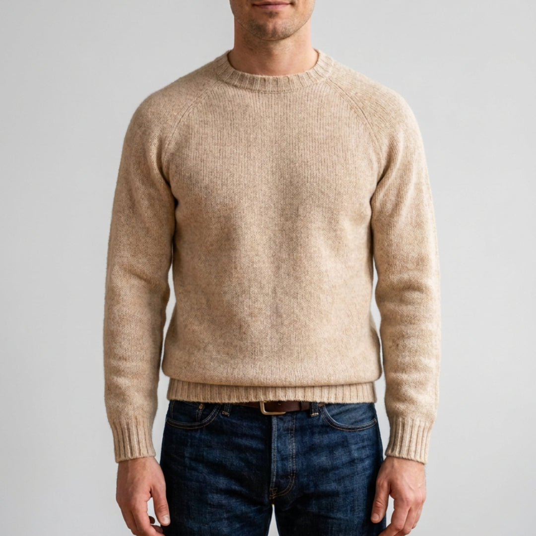 Harley of Scotland | Shaggy Crew Neck Sweater - Cameo