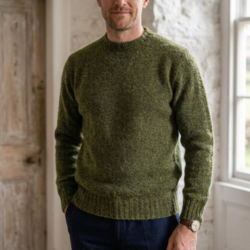 Harley of Scotland | Shaggy Crew Neck Sweater - Scots Pine