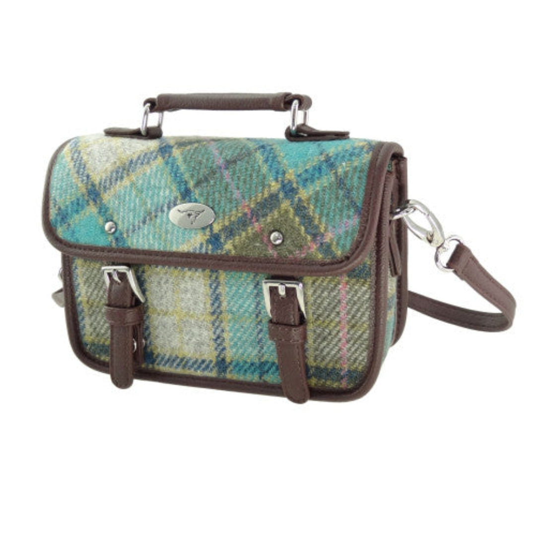 Harris Tweed Bervie Handbag - Brown Turquoise Tartan