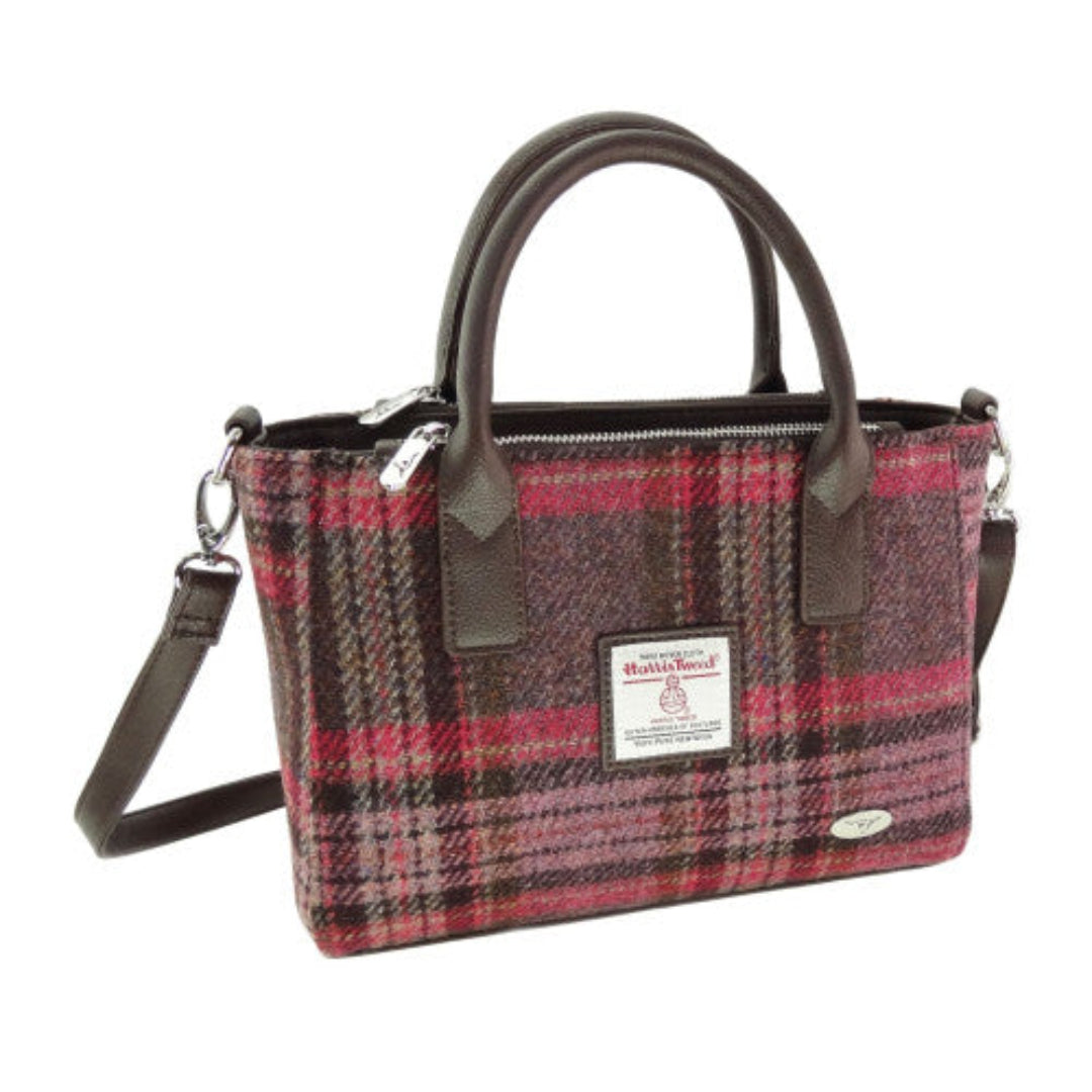Harris Tweed | Brora Small Tote - Burgundy Pink Stewart
