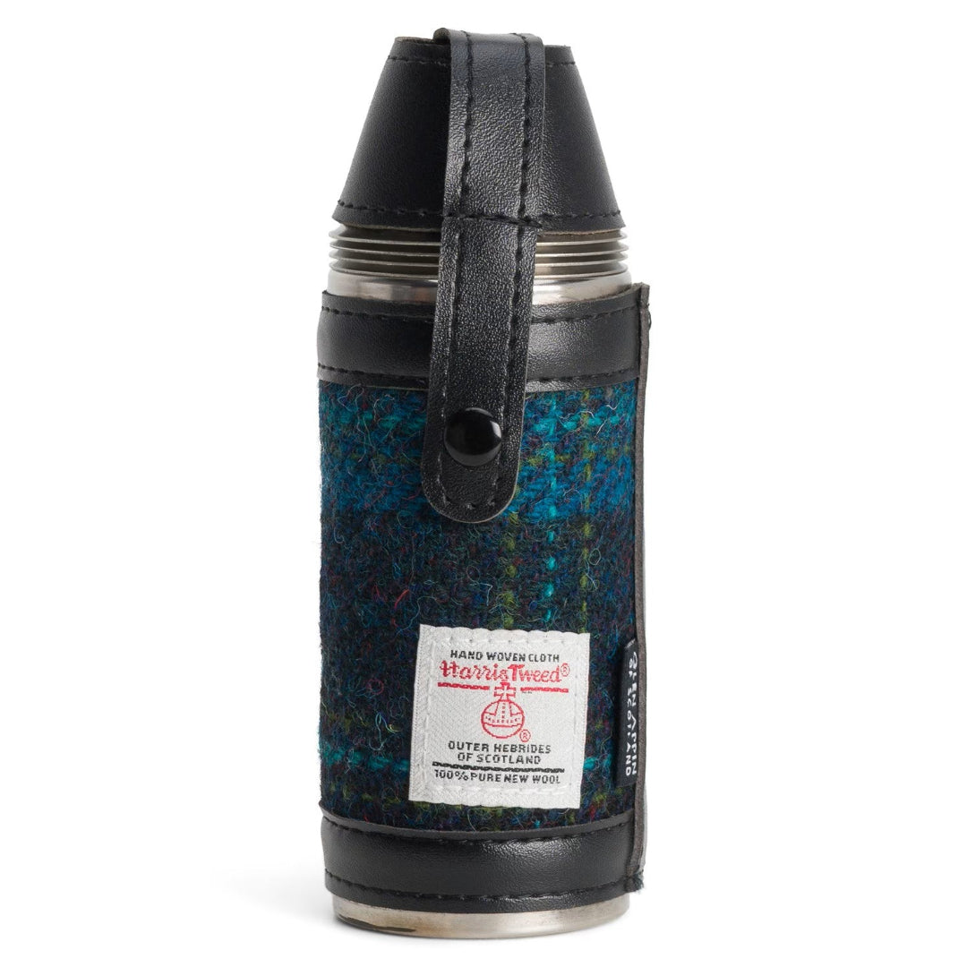 Harris Tweed | Hunting Flask - Blue Turquoise Overcheck