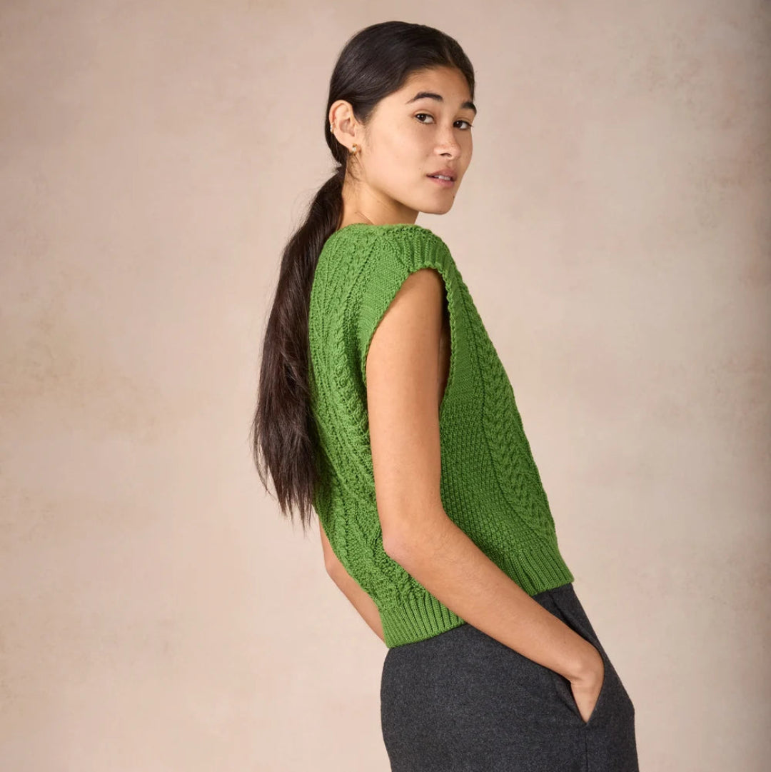 Irelands Eye | Sweetpea V-neck Diamond Vest - Moss