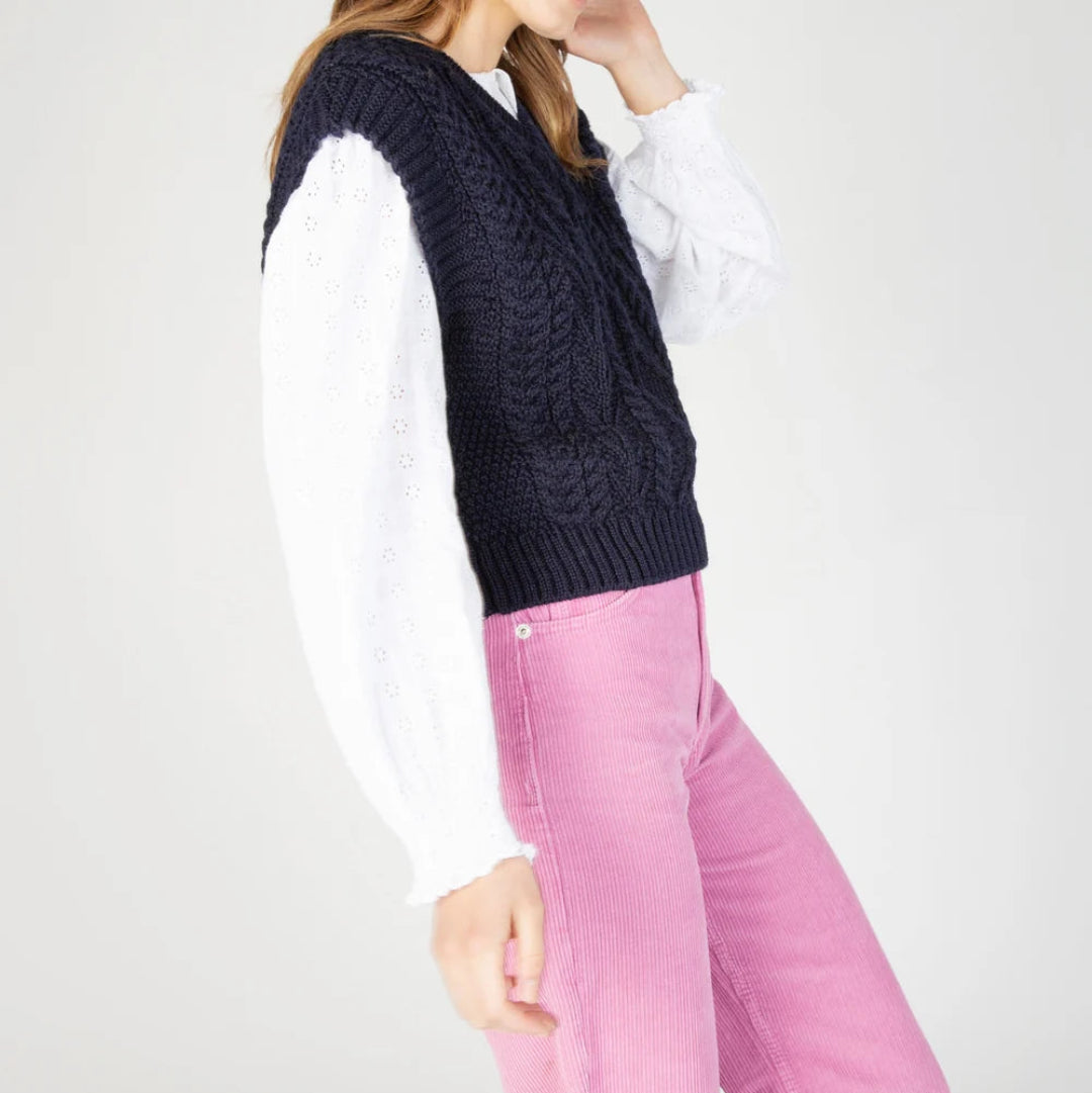 Irelands Eye | Sweetpea V-neck Diamond Vest - Navy