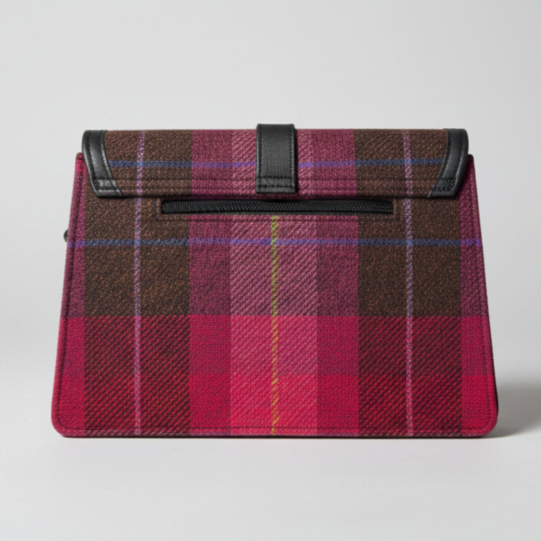 Mucros Aoife Tweed Handbag 223 Pink Plaid Back