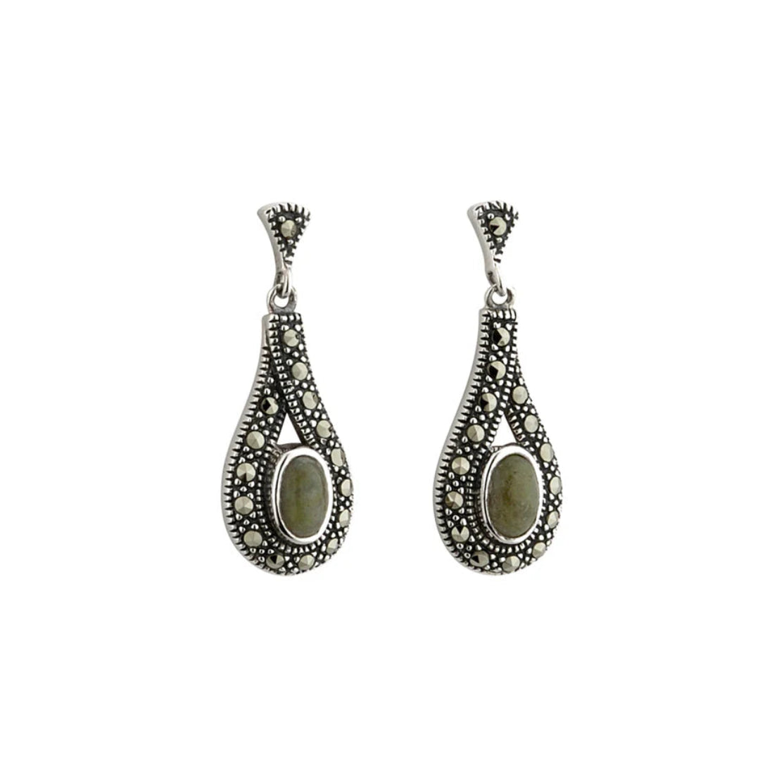Solvar | Connemara Marble & Marcasite Earrings