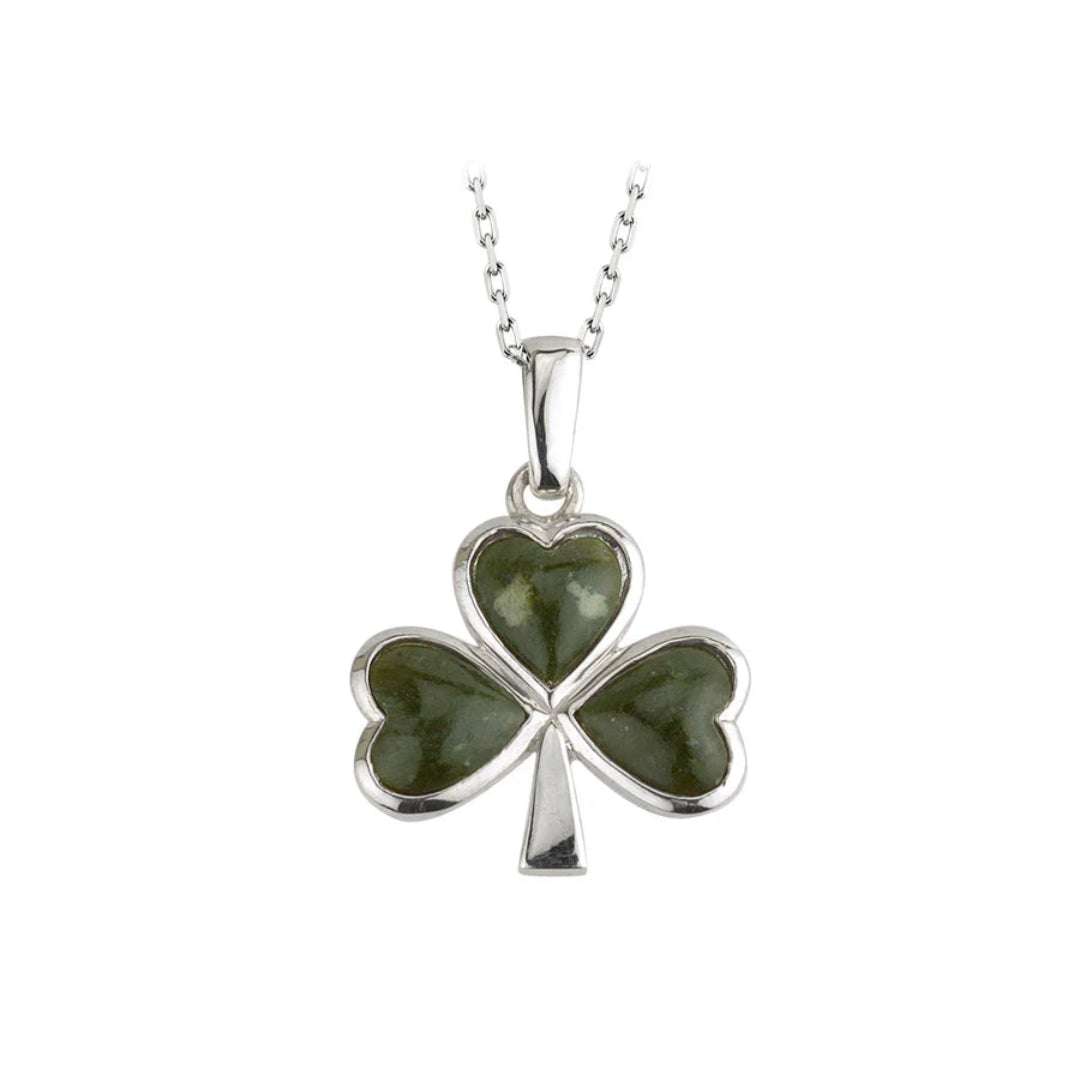 Solvar | Sterling Silver & Connemara Shamrock Pendant
