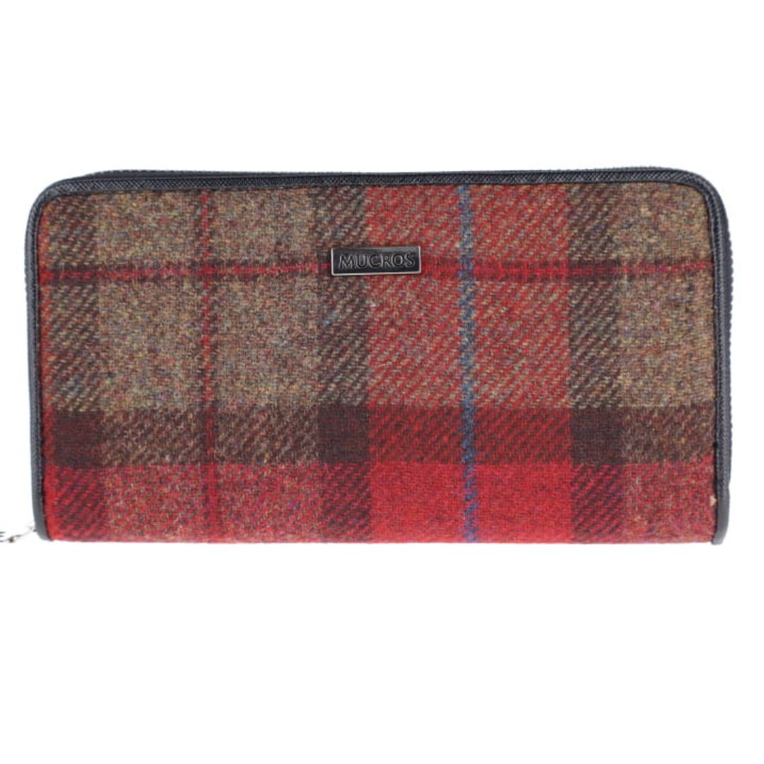 Mucros Weavers | Tweed Wallet - Red/Brown Plaid
