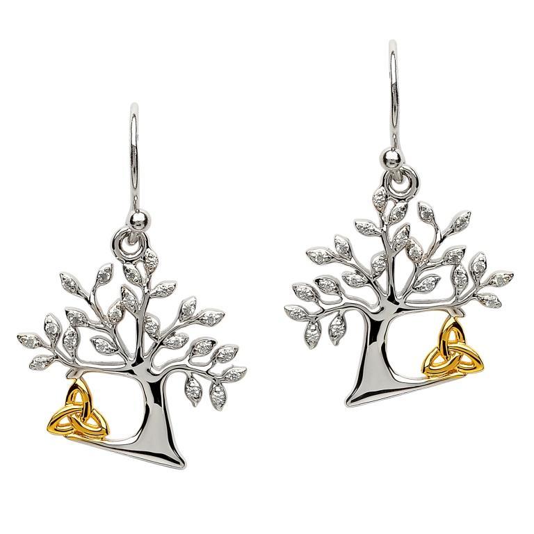 Shanore | Tree of Life Trinity Knot Drop Earrings