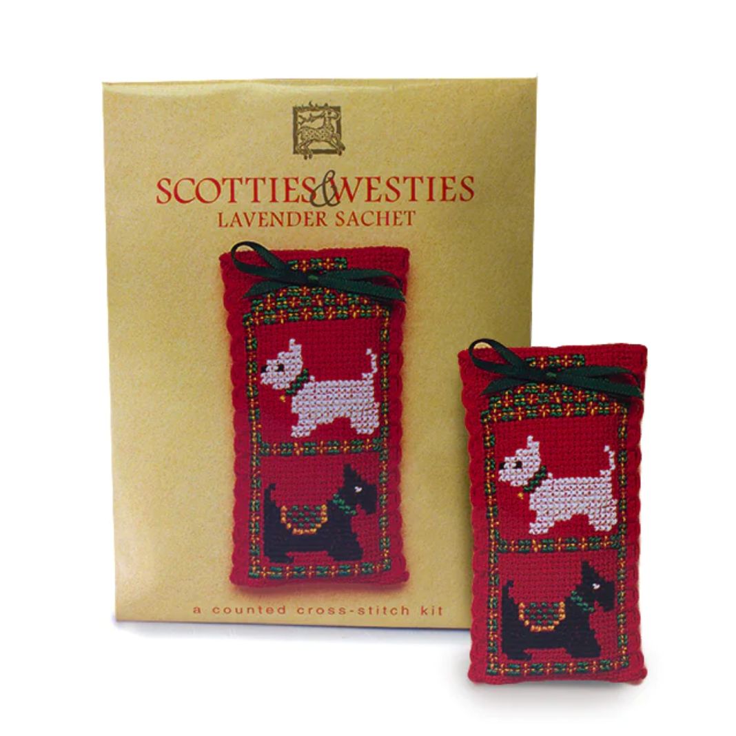 Cross Stitch Lavender Sachet Kit - Scotties & Westies
