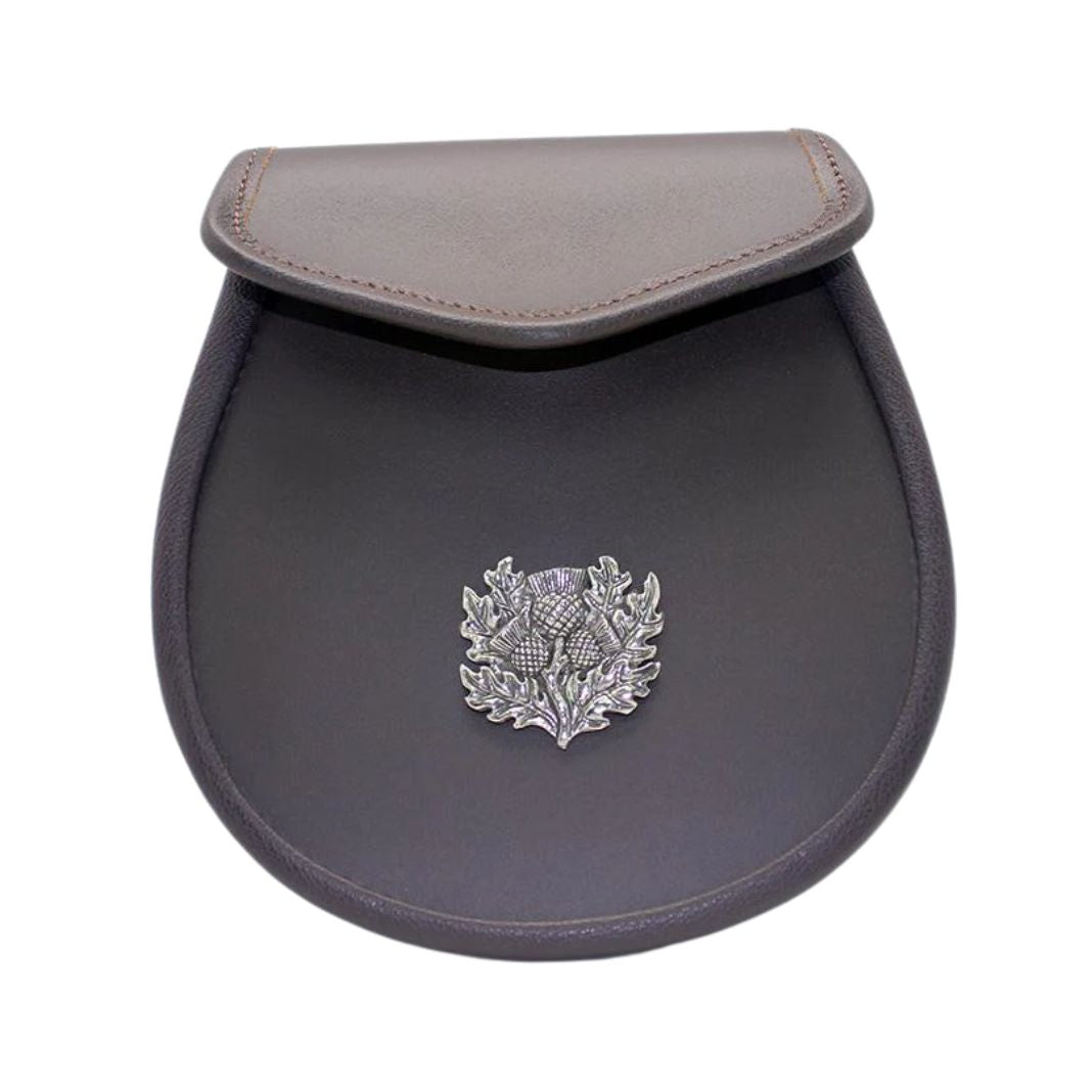 Day Sporran | Brown Leather with Thistle Emblem