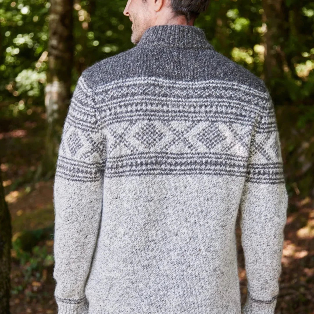 Fisherman Out of Ireland | Jacquard Quarter-zip Sweater