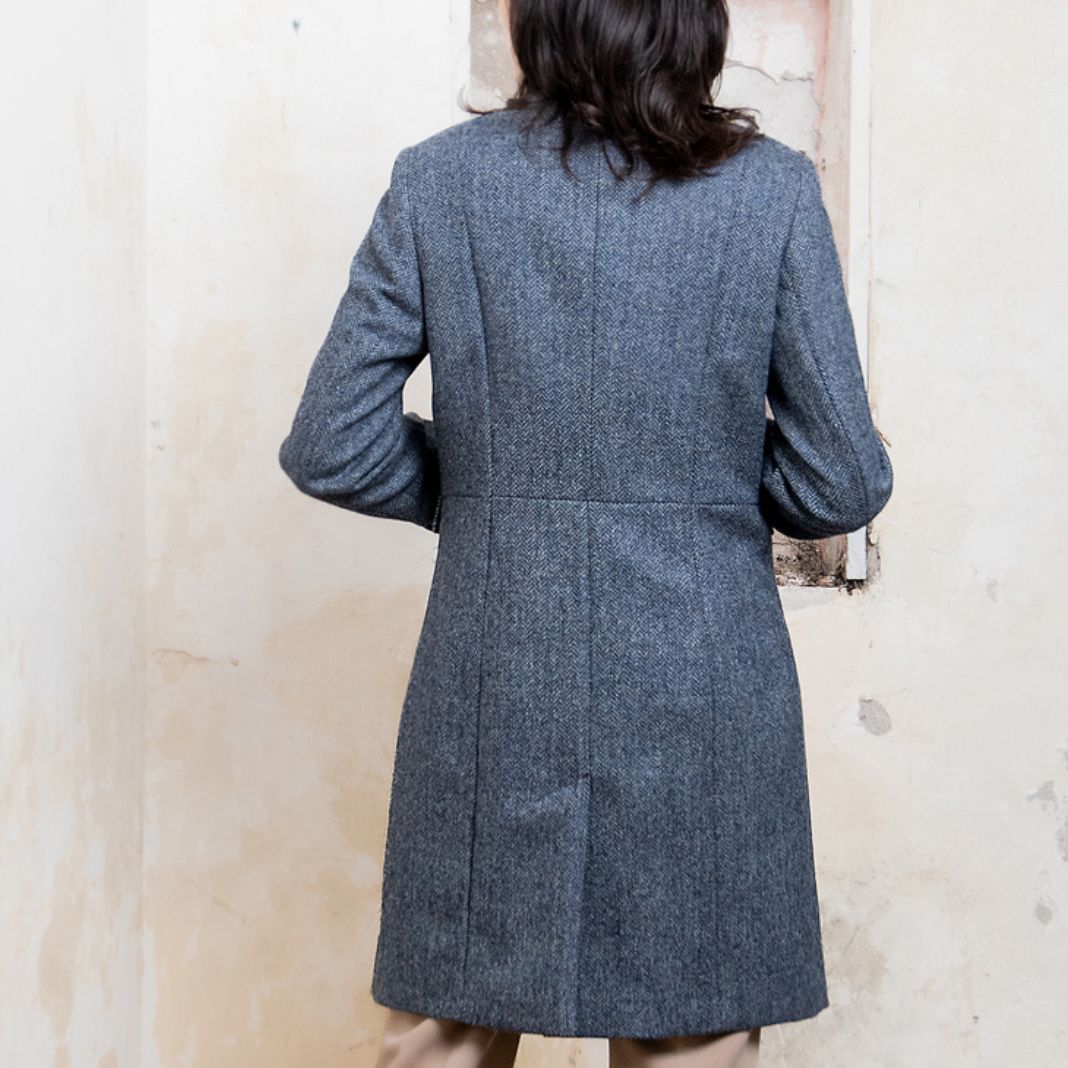 Jack Murphy | Pamela Tweed Coat - Denim Blue Herringbone