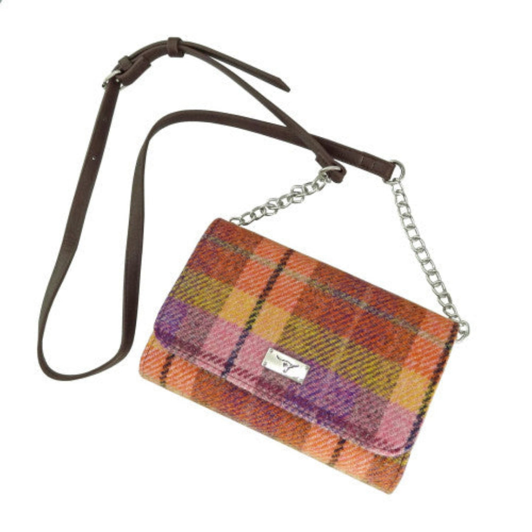 Harris Tweed | Strathy Handbag - Peach & Purple Tartan