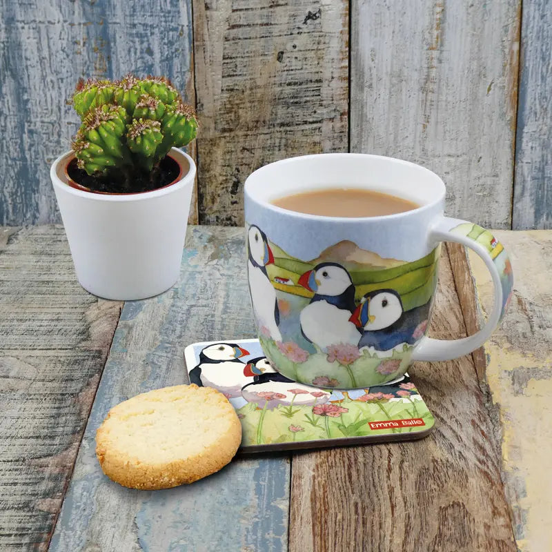 Emma Ball | Sea Thrift Puffins Bone China Mug