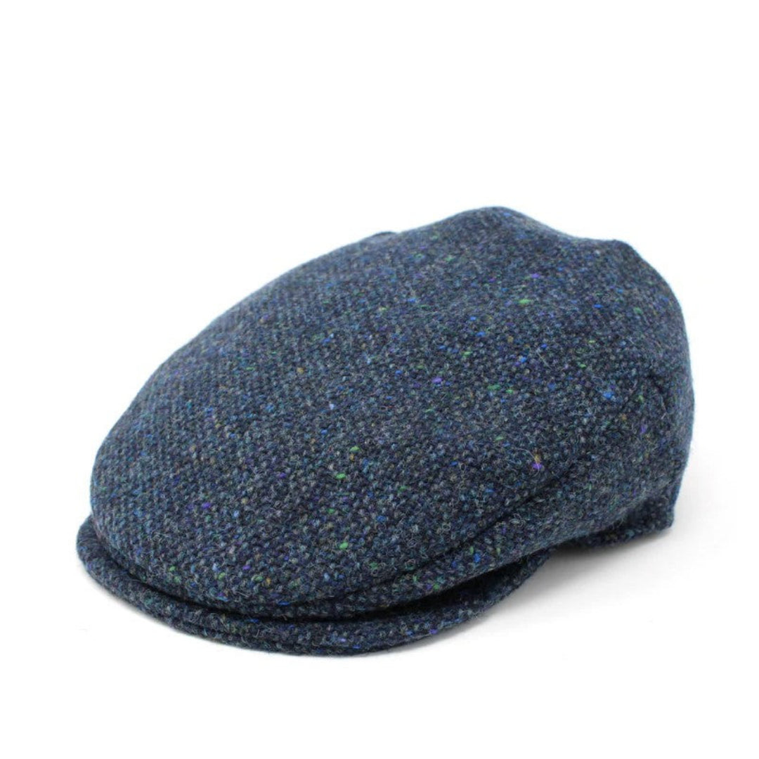 Hanna Hats vintage tweed cap  navy aqua fleck