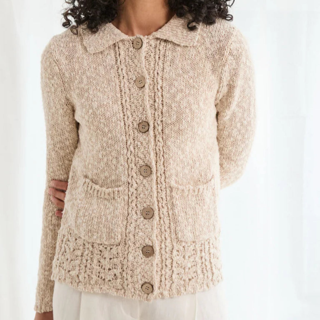 Aran Woollen Mills | Cotton & Linen Cardigan with Collar
