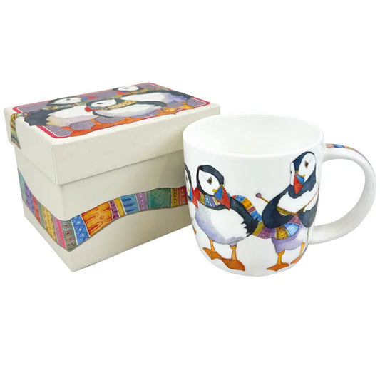 Emma Ball | Knitting Puffins Bone China Mug