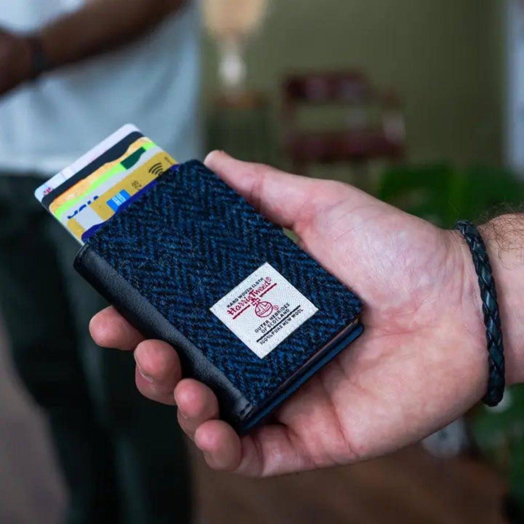 Harris Tweed | Pop up Card Wallet | Blue