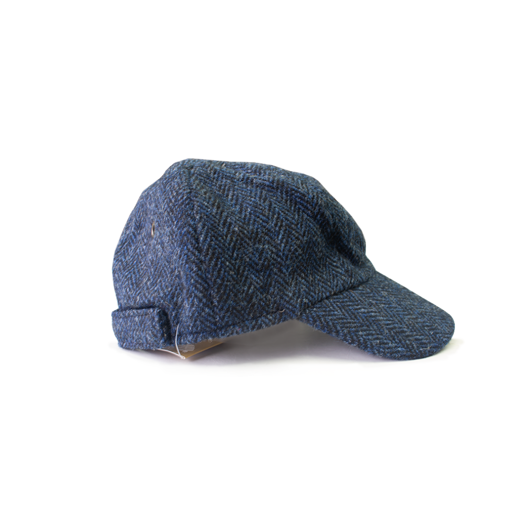 Hanna Hats blue herringbone tweed baseball cap