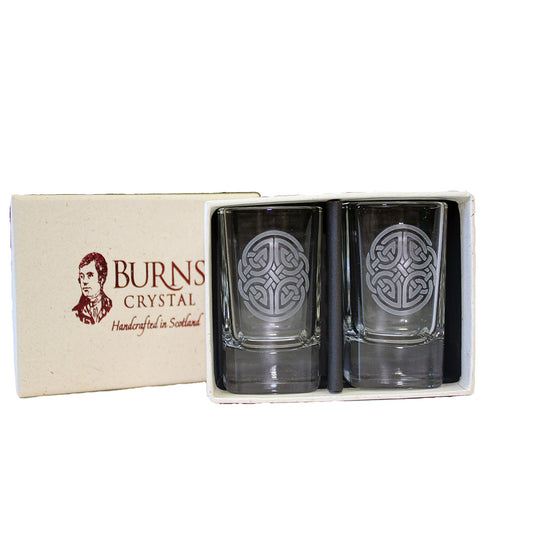 Burns Crystal | Thistle Square Dram Glass Pair