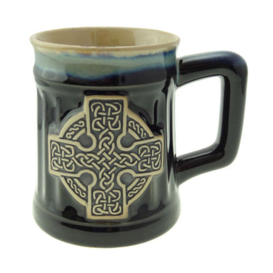 Stoneware Mug - Celtic Cross Black