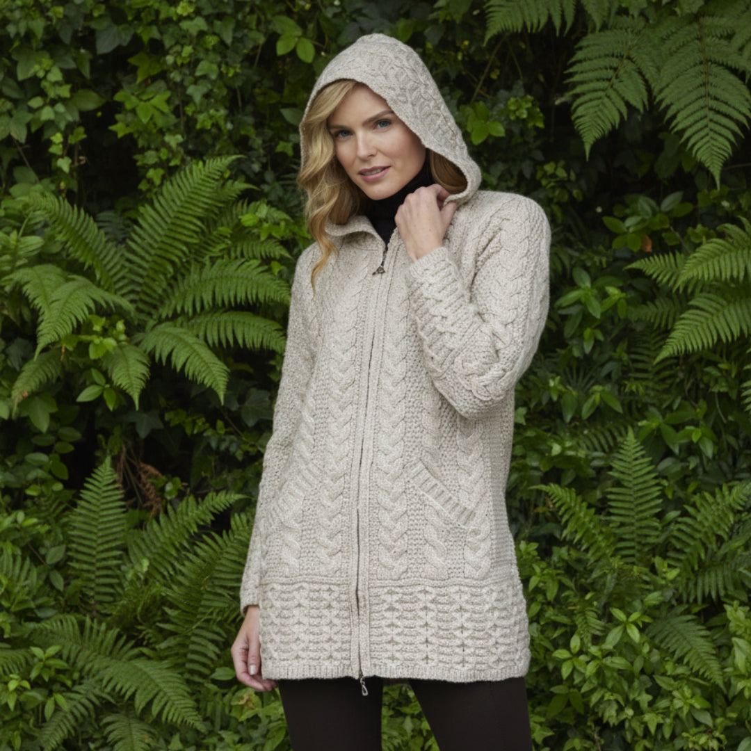 Aran Crafts | Hooded Zip Sweater - Parsnip