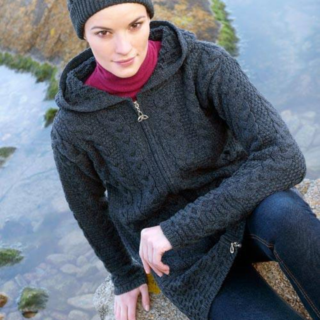 Aran Crafts | Hooded Zip Sweater - Charcoal