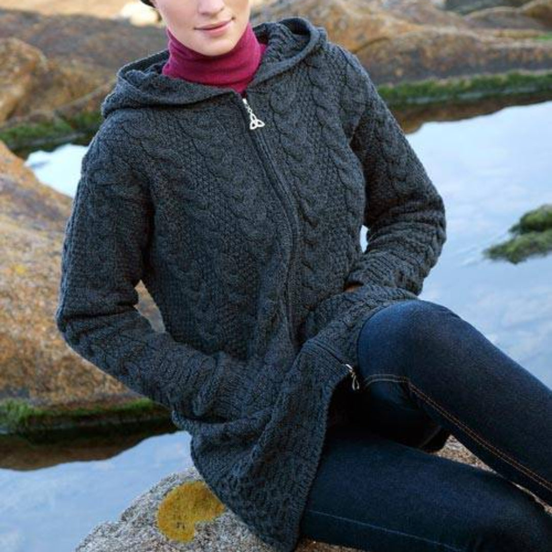 Aran Crafts | Hooded Zip Sweater - Charcoal