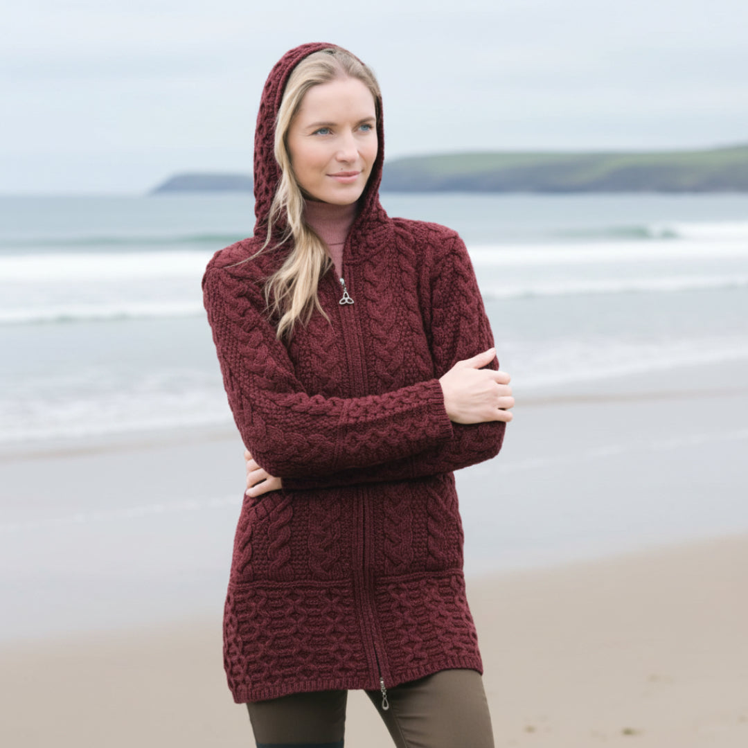 Aran Crafts | Hooded Zip Sweater - Ember