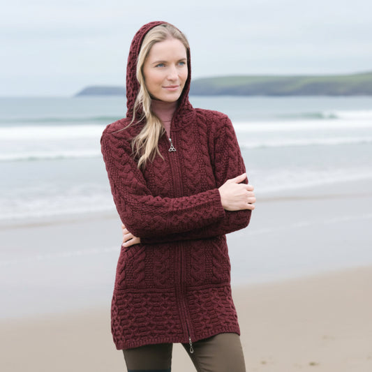 Aran Crafts | Hooded Zip Sweater - Ember