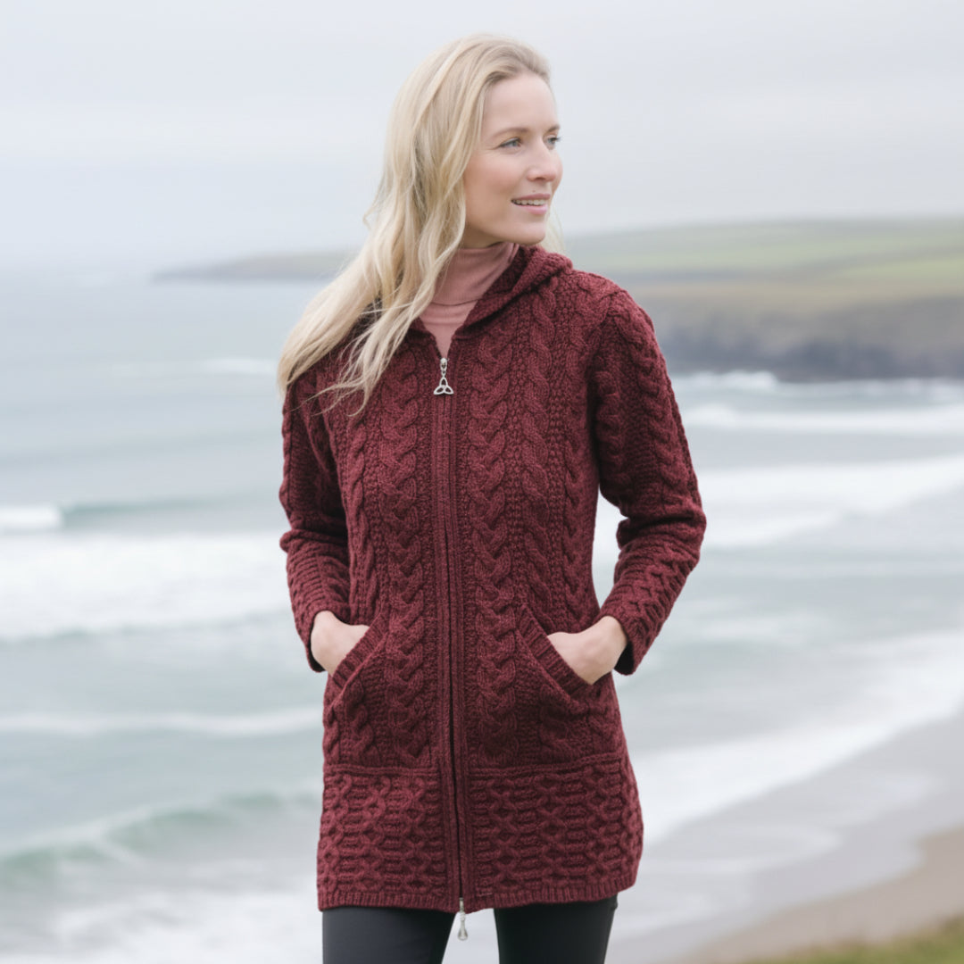 Aran Crafts | Hooded Zip Sweater - Ember