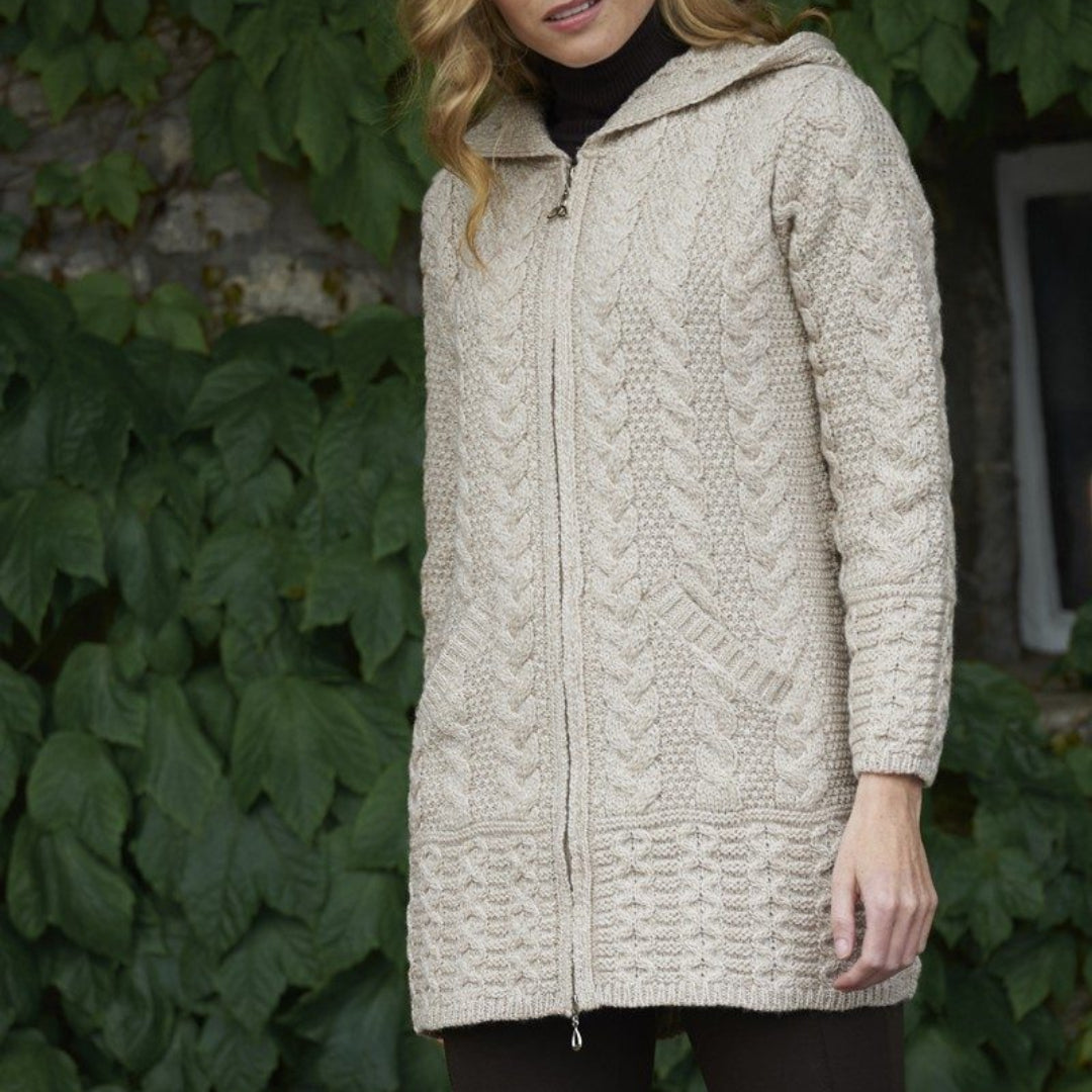 Aran Crafts | Hooded Zip Sweater - Parsnip