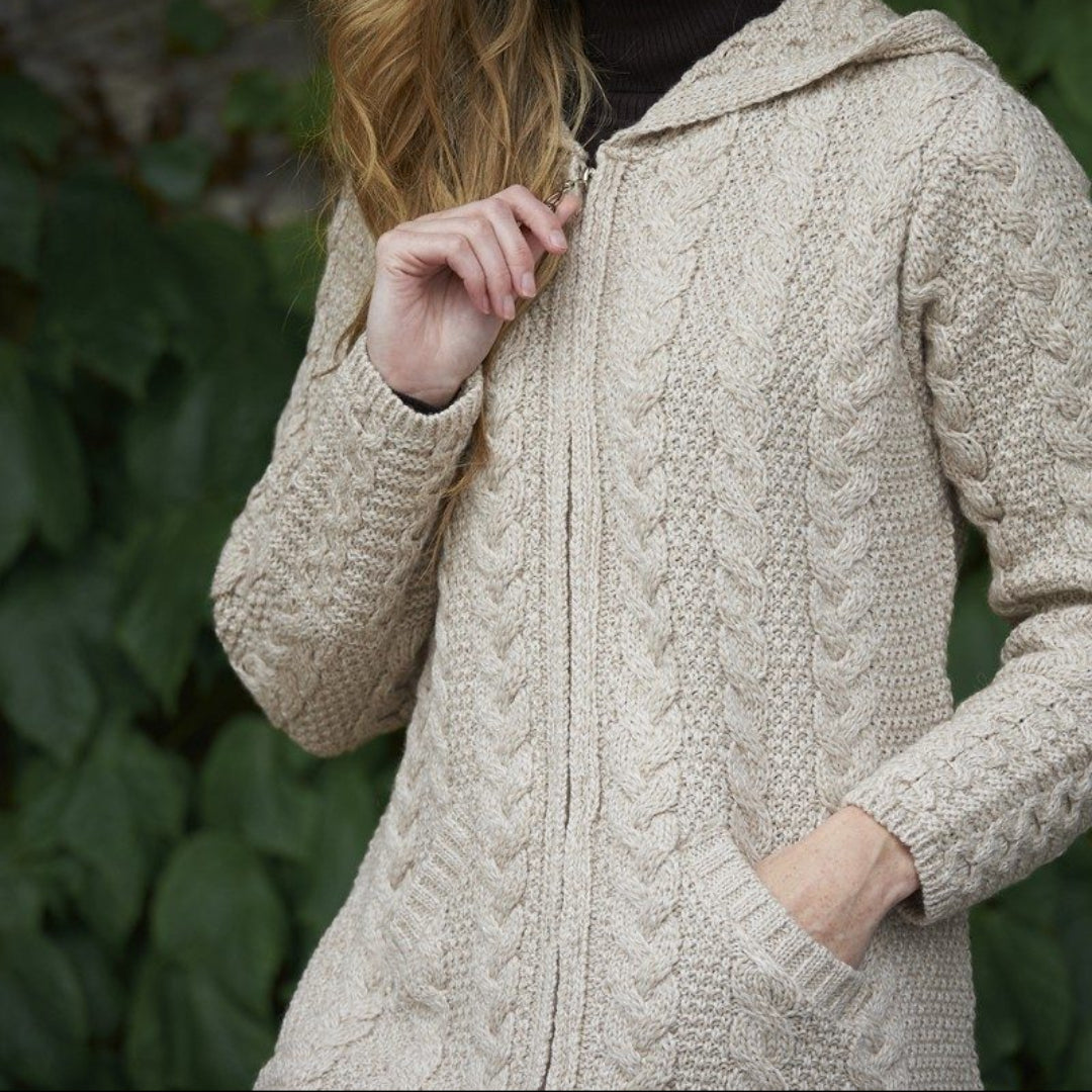 Aran Crafts | Hooded Zip Sweater - Parsnip