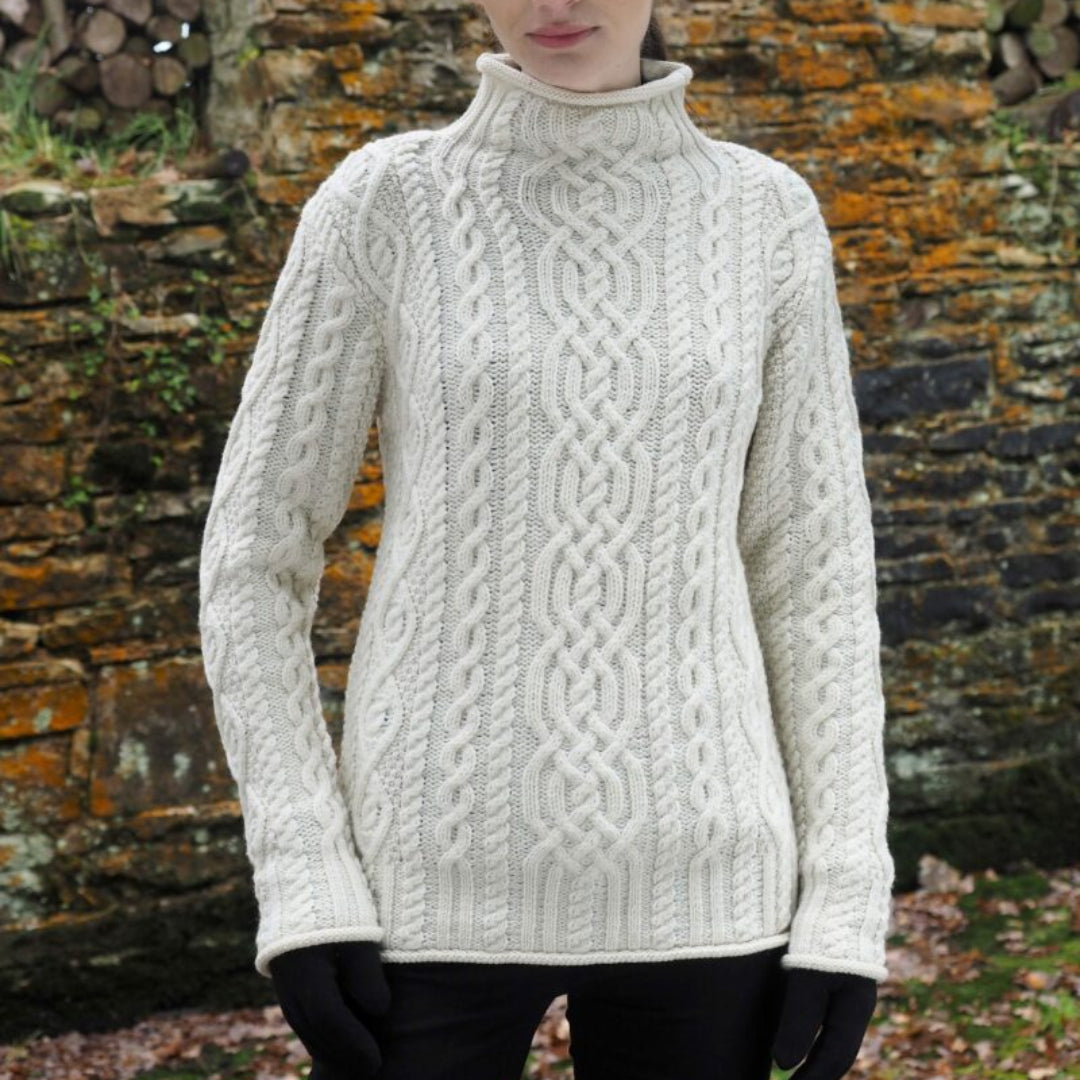 Aran Crafts | Supersoft Funnel Neck Sweater - Natural