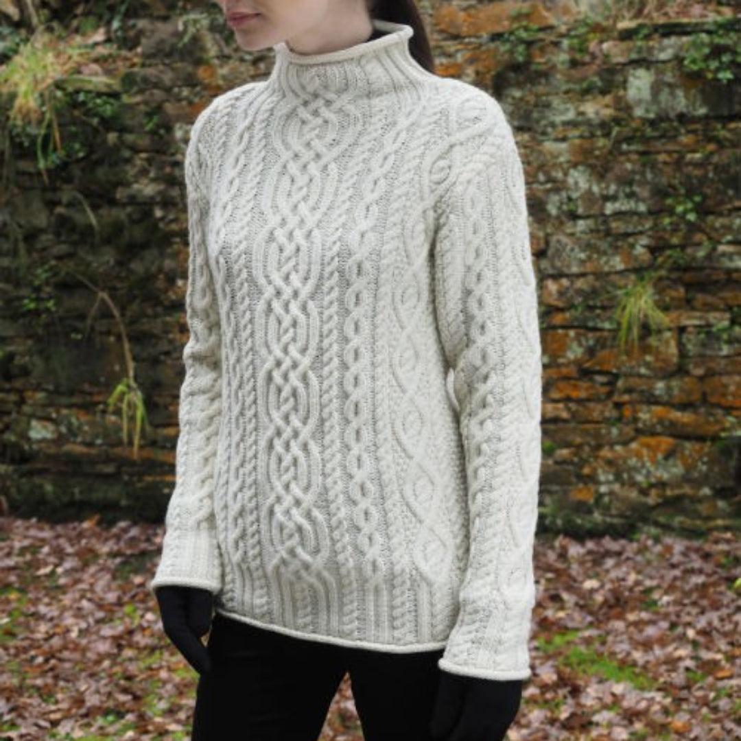 Aran Crafts | Supersoft Funnel Neck Sweater - Natural